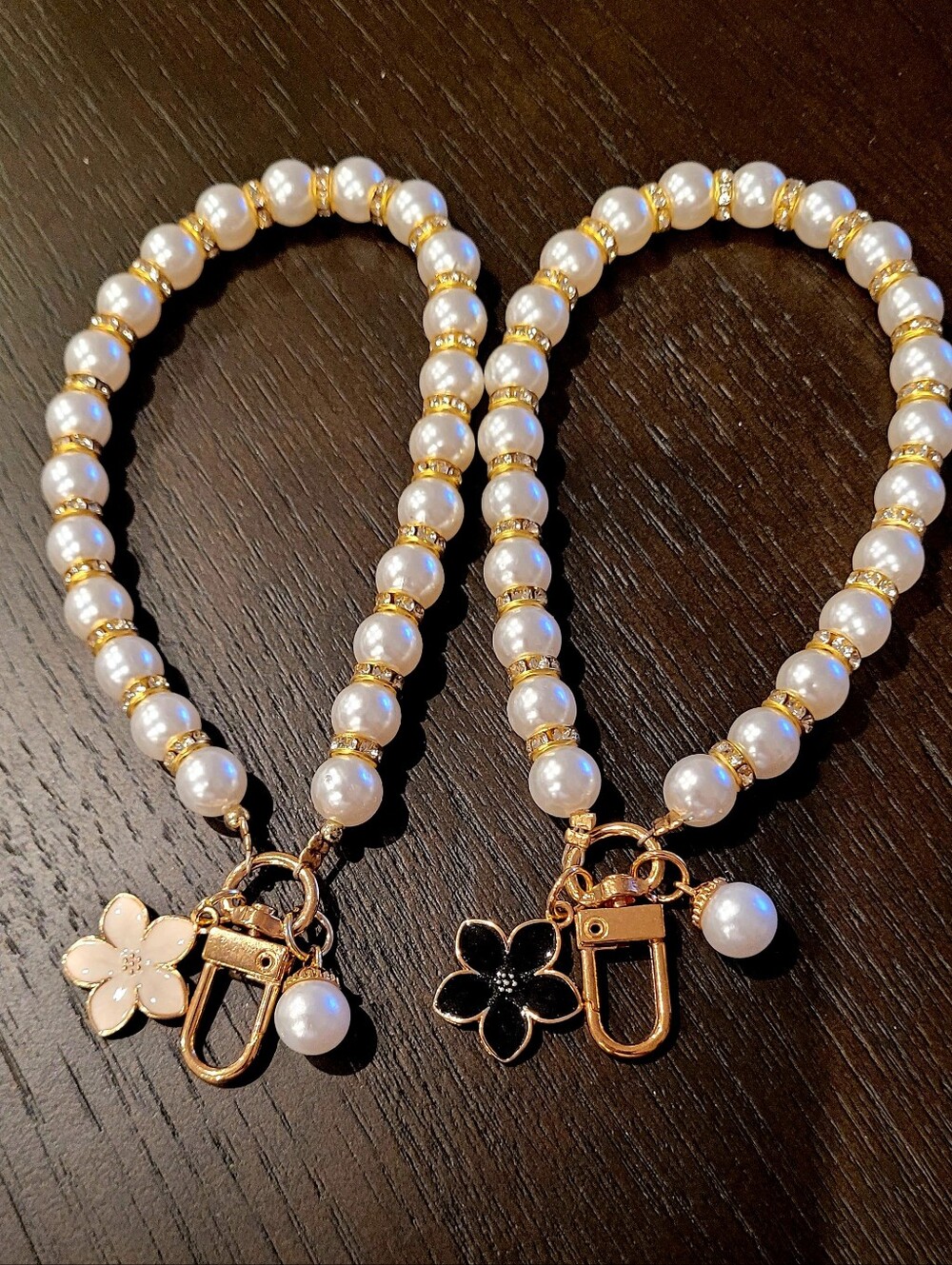 Pearl Beaded Wrislet Charms/Keychains Two Pieces